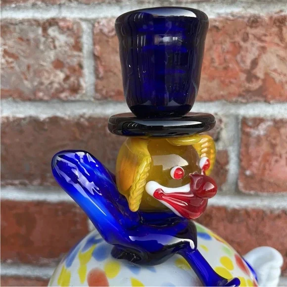Vintage Art Glass Clown Figurine Taper Candle Holder - Picture 9 of 15